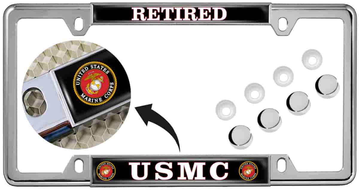 USMC - Retired - Car Metal License Plate Frame